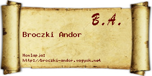 Broczki Andor névjegykártya